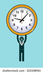 Abstract Businessman holding Time. Vector illustration of Retro styled Businessman desperately trying to hold back time so he can make an important deadline.
