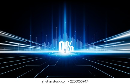 Resumen de empresario de la ciudad de la Puerta Clave 0 por ciento o interés del empresario abierto Luz de fondo de tecnología de comunicación Hitech concepto de innovación diseño de vectores de fondo. 