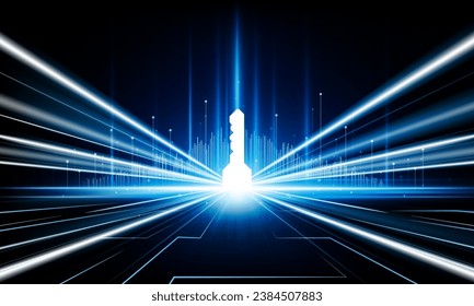 Abstract businessman of Key Door city open Light technology background Hitech communication concept innovation background vector design. 
