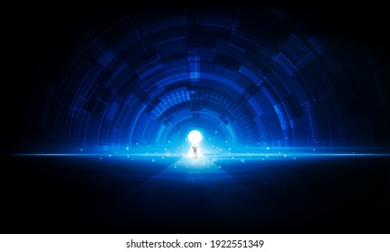 Abstract businessman Key Door open Light technology background Hitech communication concept innovation background vector design. 