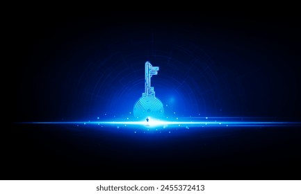 Abstract businessman Key Door open Light out technology and Question mark background Hitech communication concept innovation background, vector design