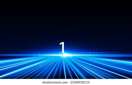 Abstract businessman Key Door open Light out technology and Number 1 background Hitech communication concept innovation background, vector design