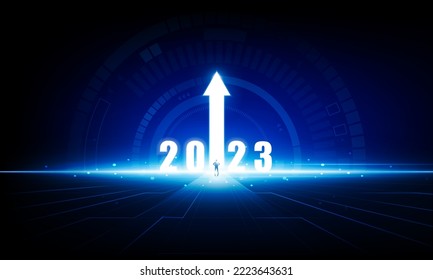 Abstract businessman open Key Door Light out 2023 business pixel Hitech communication concept innovation background, vector design