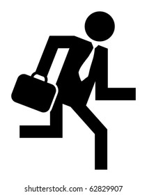 Abstract businessman running icon, vector illustration