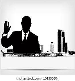 abstract businessman silhouette background - vector illustration