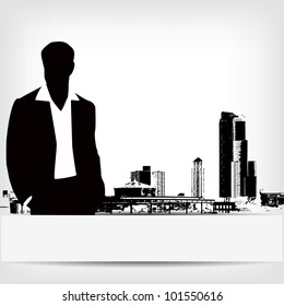 abstract businessman silhouette background - vector illustration
