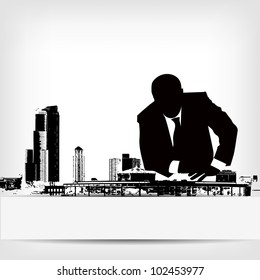 abstract businessman silhouette background - vector illustration
