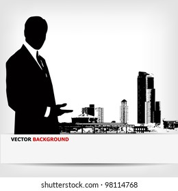 abstract businessman silhouette background - vector illustration