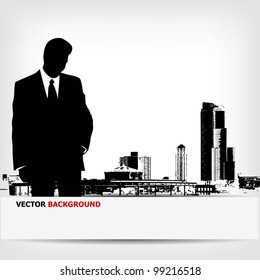 abstract businessman silhouette background - vector illustration