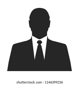 Abstract businessman vector icon, avatar symbol. Gray pictogram isolated on white background for your design.