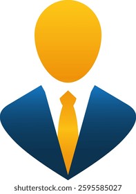 Abstract businessperson avatar with suit and tie representing corporate identity and professional networking concept. Not AI Generated