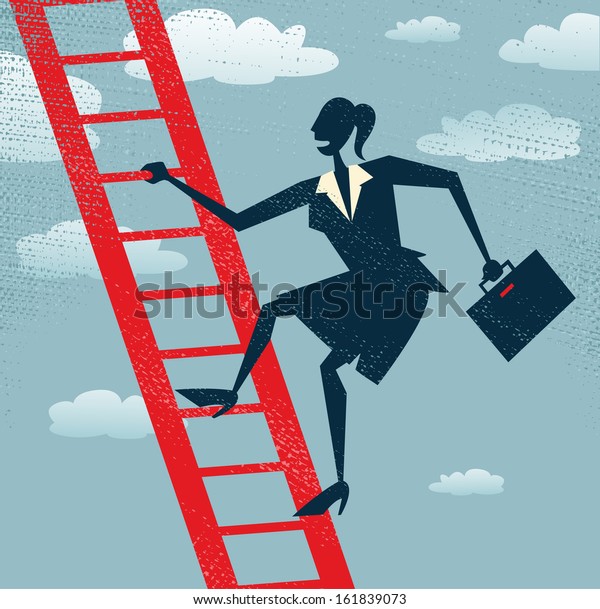 Abstract Businesswoman Climbs Corporate Ladder Vector Stock Vector Royalty Free 161839073