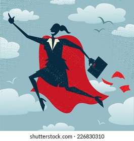 Abstract Businesswoman is a Superhero. Abstract Businesswoman flies off to rescue another business deal that is need of her super powers. 