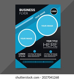 Abstract Bussiness Flyer With Photo Template Free Vector.