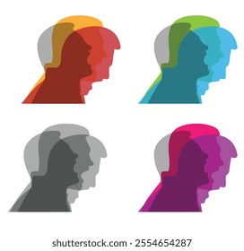 Abstract Bust of a Screaming Man Experiencing Anxiety and Bad Mood. Human moods and expressing emotions vector art