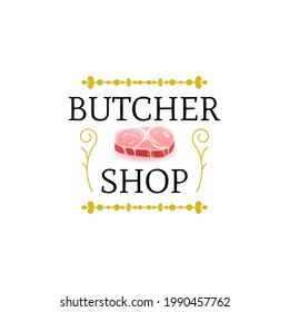 Abstract Butchery  Logo Meat Food Background Vector Design Style Lettering Badges Design Template For Butcher Shop