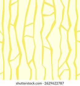 Abstract butter yellow print, background with broken lines. Seamless lemon yellow minimal pattern with abstract lines - kintsugi print. Trendy and stylish pattern for fabric, textile, wallpaper.