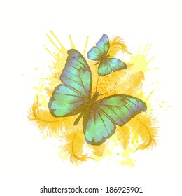 Abstract butterflies and feathers. Vector