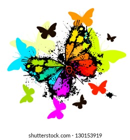 Abstract butterflies flying