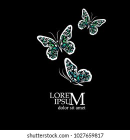 Abstract butterflies with hearts. Vector