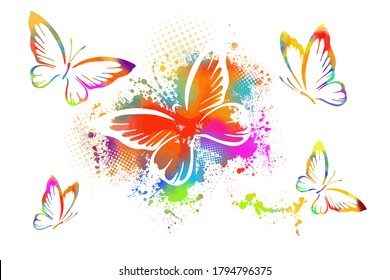 The abstract butterflies is multicolored. Vector illustration