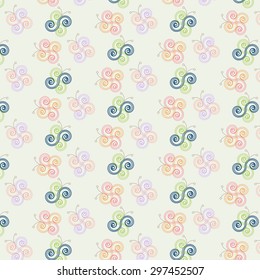 Abstract Butterflies Pattern, Light Green Background
