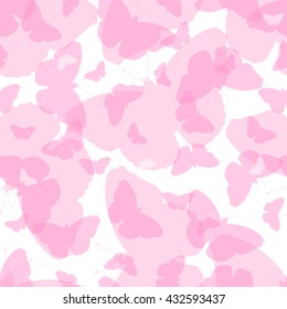Abstract butterflies seamless pattern on white background. Vector illustration