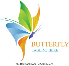 Resumen archivo vectorial de diseño de logotipo 3d de mariposa.