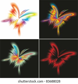 Abstract butterfly. 4 species. Vector.