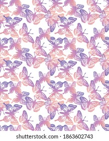 Abstract Butterfly Background on white background in vintage watercolor style.