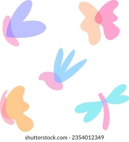 Abstrakter Schmetterling , Vogel und Libelle. Vektorgrafik.