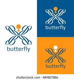 Abstract butterfly blue orange logotype vector