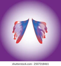 Abstract butterfly with blue, purple and cyan blots, vector format