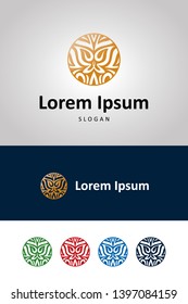 Abstract butterfly, circle - logo template