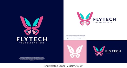 abstract butterfly with the concept of modern technology, beauty, network connection, vector graphic design.