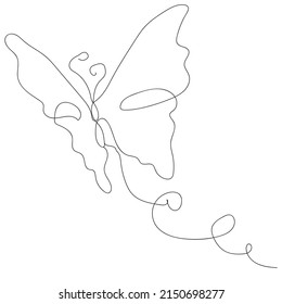 Abstract butterfly. Continuous one line drawing. Creative modern abstract line drawing. Beauty fashion female figure. Vector minimalist design for wall art, print, postcard, poster.