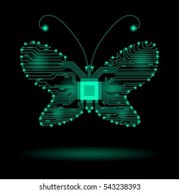 Abstract Butterfly. Electronic circuit butterfly. Vector illustration. Butterfly.