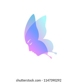 abstract Butterfly Female Face. Vector Illustration