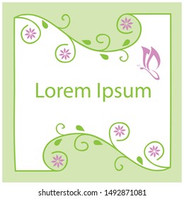 abstract butterfly and floral frame, vector