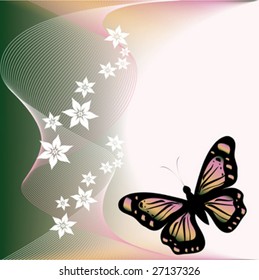 abstract with butterfly and flower