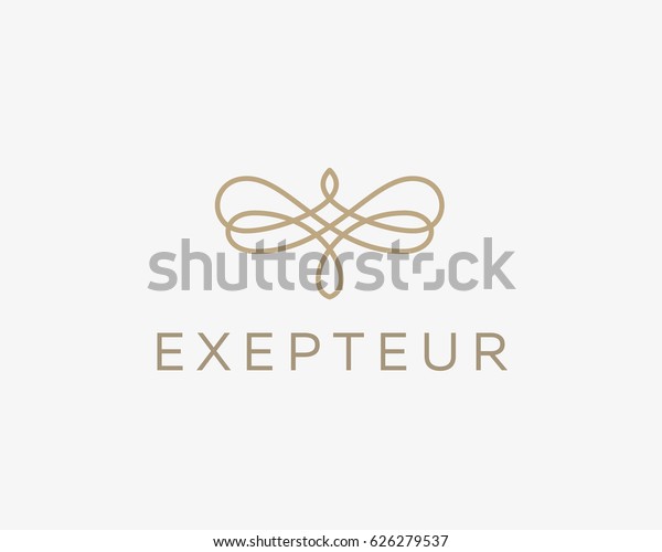 Abstract Butterfly Flower Linear Weave Logo Stock Vector Royalty