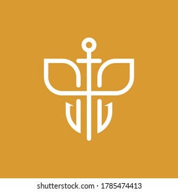 Resumen del logotipo vectorial simple de flor de mariposa. Línea mínima universal de logotipo de icono de lujo.