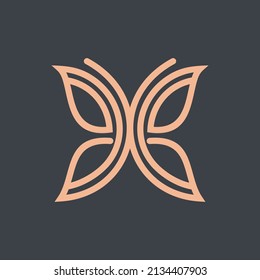 Resumen del logotipo vectorial simple de flor de mariposa. Icono mínimo de lujo de línea