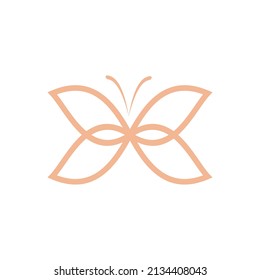 Abstract butterfly flower simple vector logotype. Line luxury icon logo