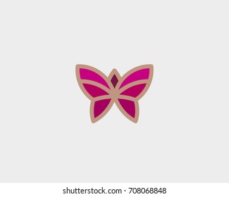 Abstract butterfly flower vector logo design. Linear minimal premium logotype 