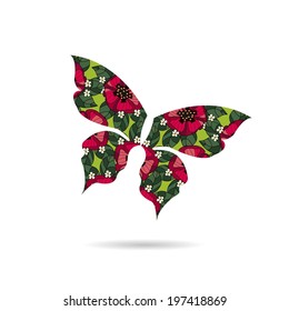 Abstract butterfly with flowers