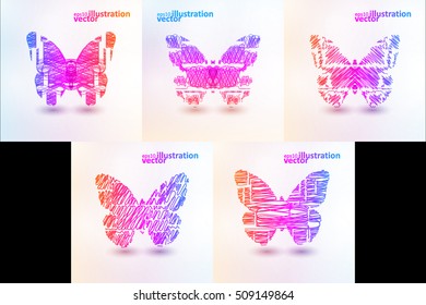 Abstract butterfly, futuristic colorful vector illustration eps10