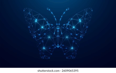 Abstract butterfly in a futuristic polygonal style on a blue background. Graphic concept for your design.