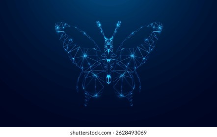 Abstract butterfly in a futuristic polygonal style on a blue background. Graphic concept for your design.