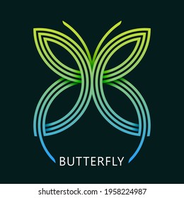 Abstract Butterfly geometric logo. linsect tattoo mascot. inear gradient simple t-shirt print emblem